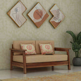 Minimal Solid Sheesham Wood 2 Seater Sofa (Natural Finish)